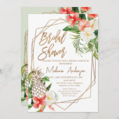 幾何レッドフローラアロハブライダルシャワー 招待状 (正面/裏面)