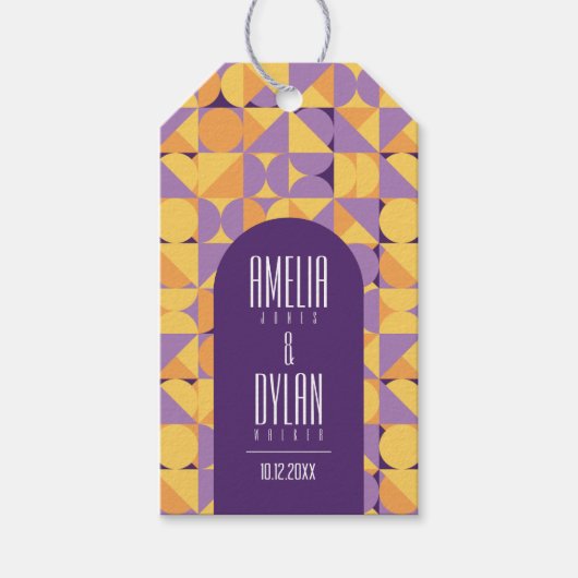 幾何レトロビーブス結婚オータム ギフトタグ (正面)