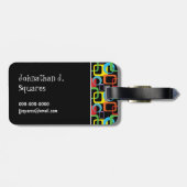 幾何レトロ数々の色パターパーソナライズされたン ラゲッジタグ (裏面横)