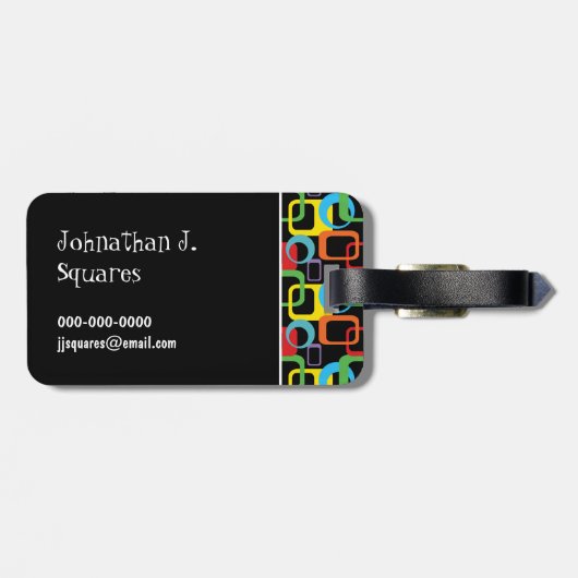 幾何レトロ数々の色パターパーソナライズされたン ラゲッジタグ (裏面横)