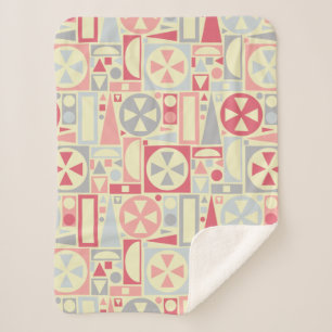 幾何レトロ1950年代中世ピモダンンク シェルパブランケット