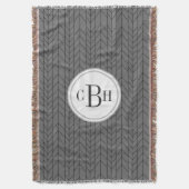 幾何三角形の黒と灰色のモノグラムパターン スローブランケット (正面縦)