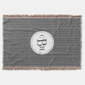 幾何三角形の黒と灰色のモノグラムパターン スローブランケット (正面)