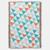 幾何三角形アクアコーラルモダン抽象芸術 スローブランケット (正面縦)