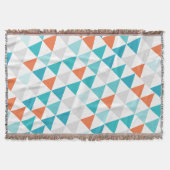 幾何三角形アクアコーラルモダン抽象芸術 スローブランケット (正面)