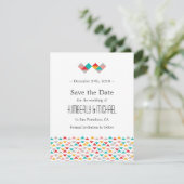 幾何三角形カラフルハート日付の保存 セーブザデート (スタンド正面)