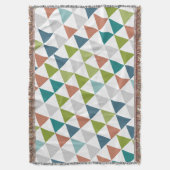 幾何三角形ネイビーグリーングレーモダン抽象芸術 スローブランケット (正面縦)