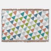 幾何三角形ネイビーグリーングレーモダン抽象芸術 スローブランケット (正面)