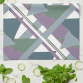 幾何三角形パターン青バイオレットグリーン キッチンタオル (折り畳み)