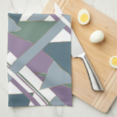 幾何三角形パターン青バイオレットグリーン キッチンタオル (四つ折り)