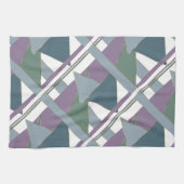 幾何三角形パターン青バイオレットグリーン キッチンタオル (横)