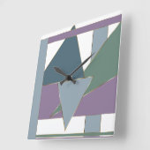 幾何三角形パターン青バイオレットグリーン スクエア壁時計 (傾斜)
