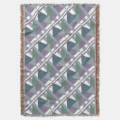 幾何三角形パターン青バイオレットグリーン スローブランケット (正面縦)