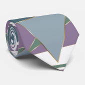 幾何三角形パターン青バイオレットグリーン ネクタイ (ロール)