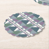 幾何三角形パターン青バイオレットグリーン ペーパーコースター (アングル)