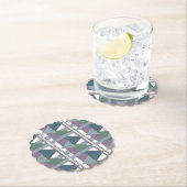 幾何三角形パターン青バイオレットグリーン ペーパーコースター (インサイチュ)