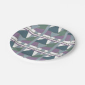 幾何三角形パターン青バイオレットグリーン ペーパープレート (アングル)