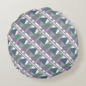 幾何三角形パターン青バイオレットグリーン ラウンドクッション (裏面)