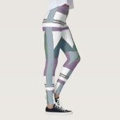 幾何三角形パターン青バイオレットグリーン レギンス (右)