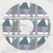 幾何三角形パターン青バイオレットグリーン ワイングラスタグ (正面)