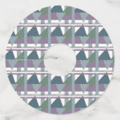 幾何三角形パターン青バイオレットグリーン ワイングラスタグ (裏面)