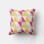 幾何三角形ピンクと黄色のパターン クッション (裏面)
