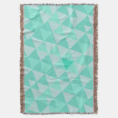幾何三角形ミントモダン抽象芸術 スローブランケット (正面縦)