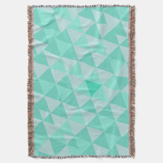 幾何三角形ミントモダン抽象芸術 スローブランケット (正面縦)