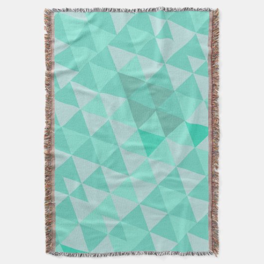 幾何三角形ミントモダン抽象芸術 スローブランケット (正面縦)