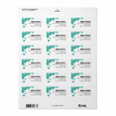 幾何三角形メーリング |ティール(緑がかった色)ターコイズ ラベル (フルシート)