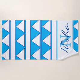 幾何三角形モノグラム ビーチタオル