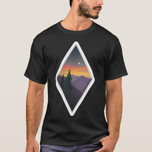 幾何中西部の月の出がアクティブ Tシャツ (正面)