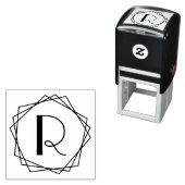 幾何五角形フレーム独身のイニシャルモノグラム セルフインキングスタンプ (インサイチュ)