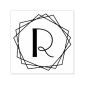 幾何五角形フレーム独身のイニシャルモノグラム セルフインキングスタンプ (デザイン)