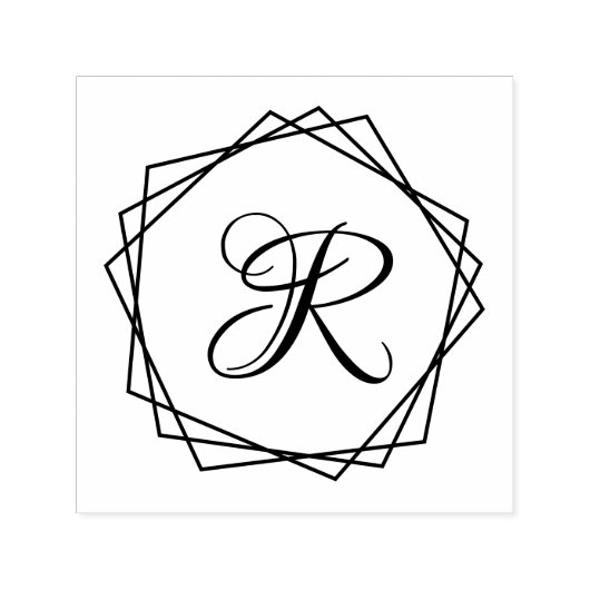 幾何五角形フレーム独身のイニシャルモノーム68 セルフインキングスタンプ (デザイン)