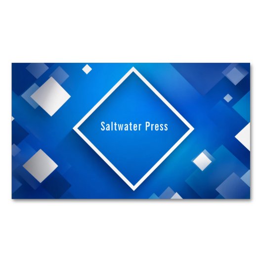 幾何企業のモダンブルーとシルバー マグネット名刺 (正面)