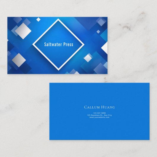 幾何企業のモダンブルーとシルバー 名刺 (正面/裏面)