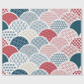 幾何伝統的の着物の柄のヴィンテージのスケッチ ラッピングペーパー (フラット)