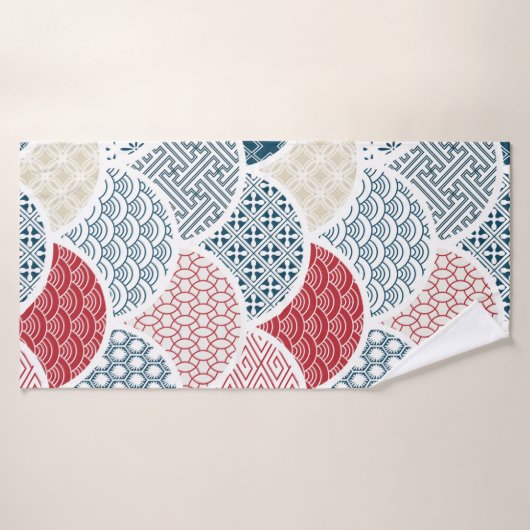 幾何伝統的的な着物柄ヴィンテージ束 バスタオル (バスタオル)