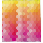幾何六角シェイプ(ピンクと黄色のグラデーション) シャワーカーテン (正面)