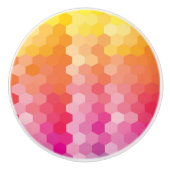 幾何六角シェイプ（ピンク色） セラミックノブ (正面)