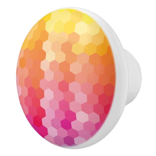 幾何六角シェイプ（ピンク色） セラミックノブ (右)