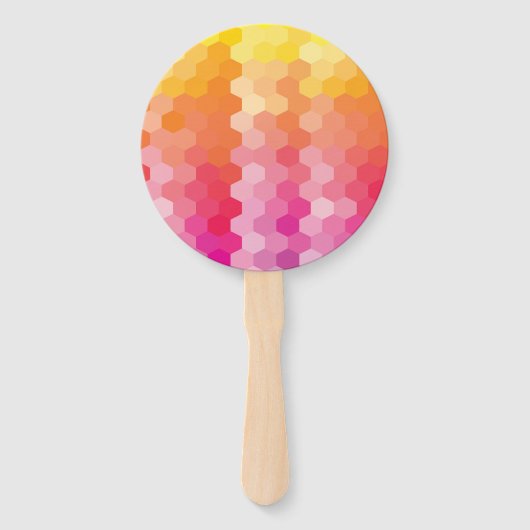 幾何六角シェイプ（ピンク色） ハンドファン (正面)