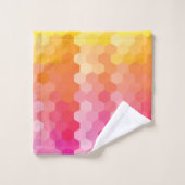 幾何六角シェイプ(ピンク色) バスタオルセット (ウォッシュタオル)