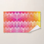 幾何六角シェイプ(ピンク色) バスタオルセット (ハンドタオル)