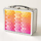 幾何六角シェイプ（ピンク色） メタルランチボックス (正面)