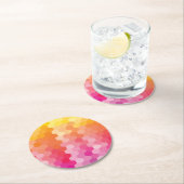 幾何六角シェイプ（ピンク色） ラウンドペーパーコースター (インサイチュ)