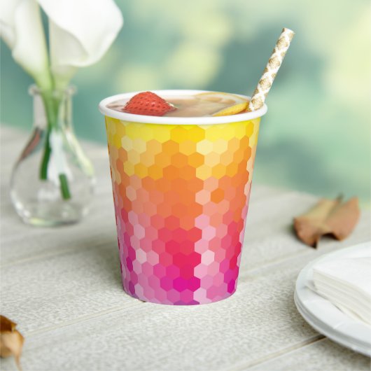 幾何六角シェイプ（ピンク色） 紙コップ (インサイチュ)