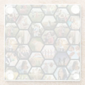 幾何六角パターンフォトコラージュ ガラスコースター (裏面)