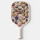 幾何六角パターンフォトコラージュ ピックルボールラケット (裏面)